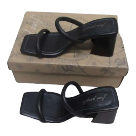 FREE PEOPLE Parker Black Double Strap Pillow Heels Block Heel Size 8.5 NEW - Picture 6 of 12